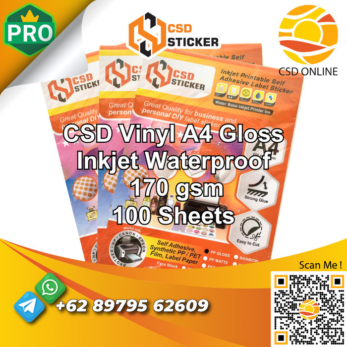 

CSD STICKER VINYL PRINT INKJET A4 WATERPROOF STIKER ANTI AIR - PACK