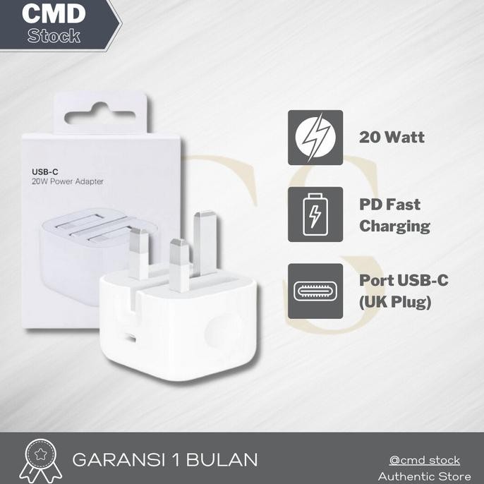 Charger iPhone Adapter 20W USB C UK Kaki 3 Fast Charging Original 100%