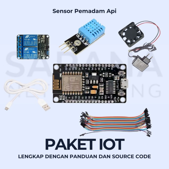 PAKET LENGKAP IOT SENSOR PEMADAM API OTOMATIS