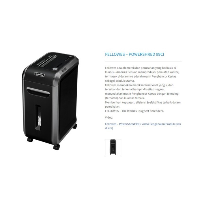 

PROMO! Mesin Penghancur Kertas Fellowes PowerShred 99Ci / Paper Shredder