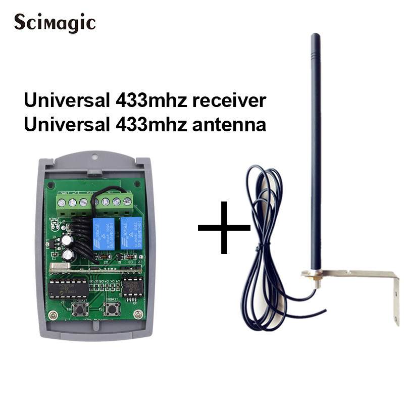 LIVIN 2 Channel 433mhz Garage Door Remote Control Switch Receiver & Outdoor 433 MHz Antenna Opener C