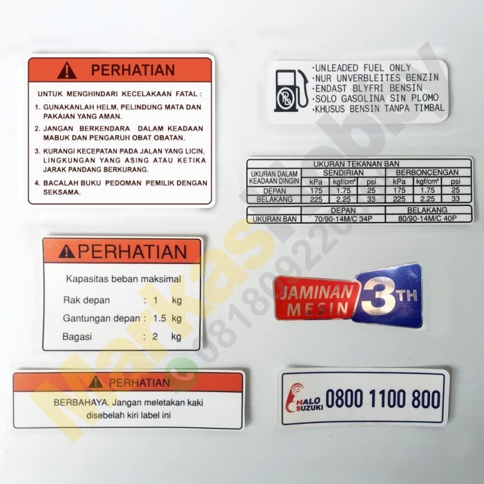 Stiker Suzuki Spin Perhatian Set Warning