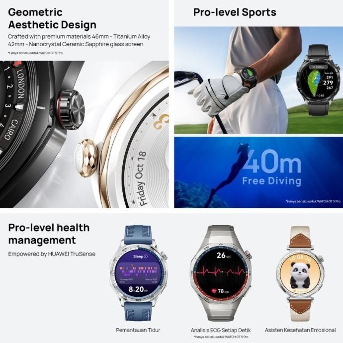 

HUAWEI WATCH GT 5 PRO | CERAMIC AND TITANIUM | PRO-LEVEL SPORTS GOLF COURSES MAP | UP TO 2-WEEK BATTERY LIFE STOK TERBATAS