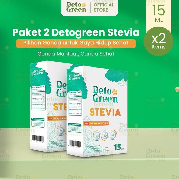 

terbaru !!! detogreen stevia paket 2 15 ml pengganti manis dari gula / sugar/ food ready