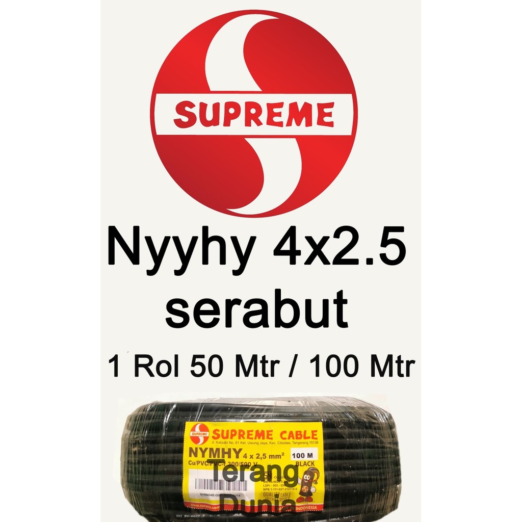 HARGA DISC - Kabel Serabut Supreme 4x2.5 Rol Kabel Supreme NYYHY 4x2.5 Rol
