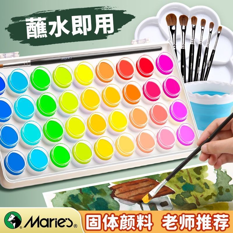 

Marley Solid Watercolor Paints for Elementary School Students Art Drawing