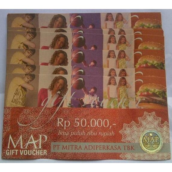 

VOUCHER MAP (PT. MITRA ADHIPERKASA TBK) 500.000 PECAHAN 50.000 STOK TERBATAS