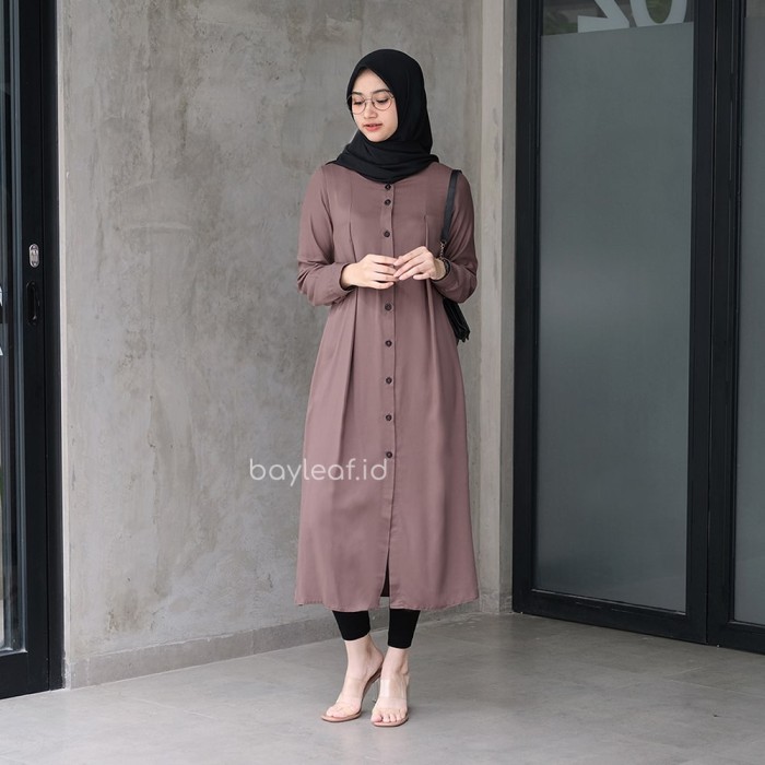 Bayleaf.Id Azalea Basic Midress Rayon / Midi Dress Busui Wanita / Midi Dress Tunik Rayon