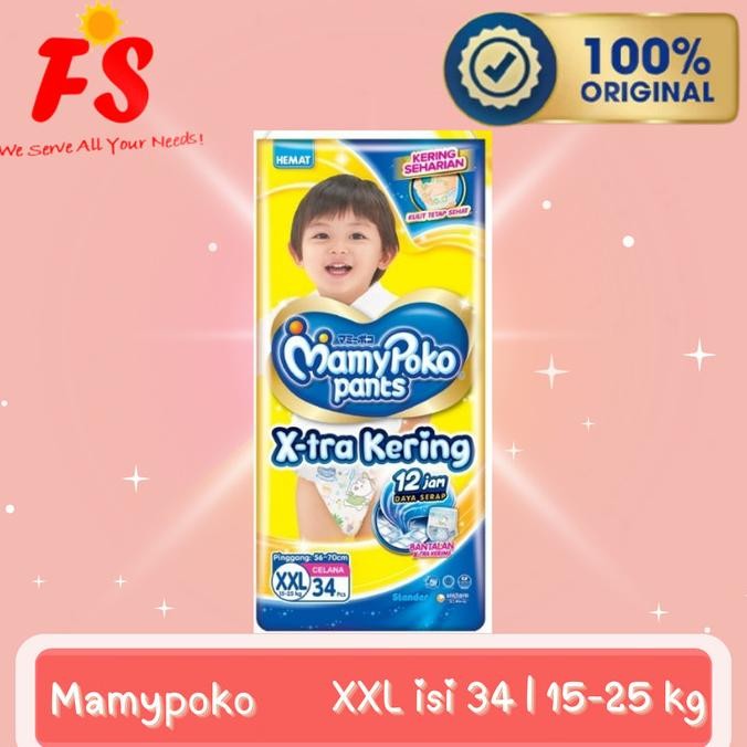 MAMYPOKO PANTS XTRA KERING STANDAR XXL ISI 34 POPOK CELANA XXL34 Termurah