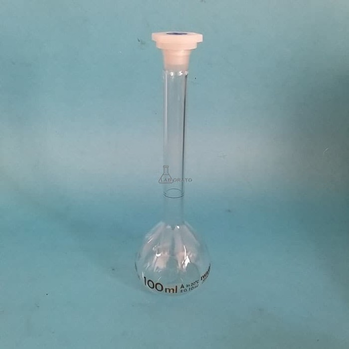Labu Ukur 100Ml Labu Volumetri Pp Stopper Iwaki Pyrex Tutup Plastik