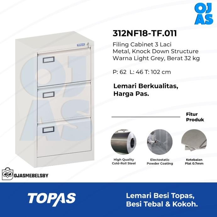 

TERMURAH - Lemari arsip plat besi Filling cabinet 3laci TOPAS