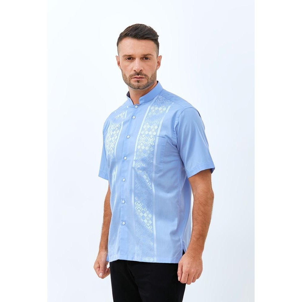 Alisan Koko Bordir Lengan Pendek Biru Kboko00145Biruss