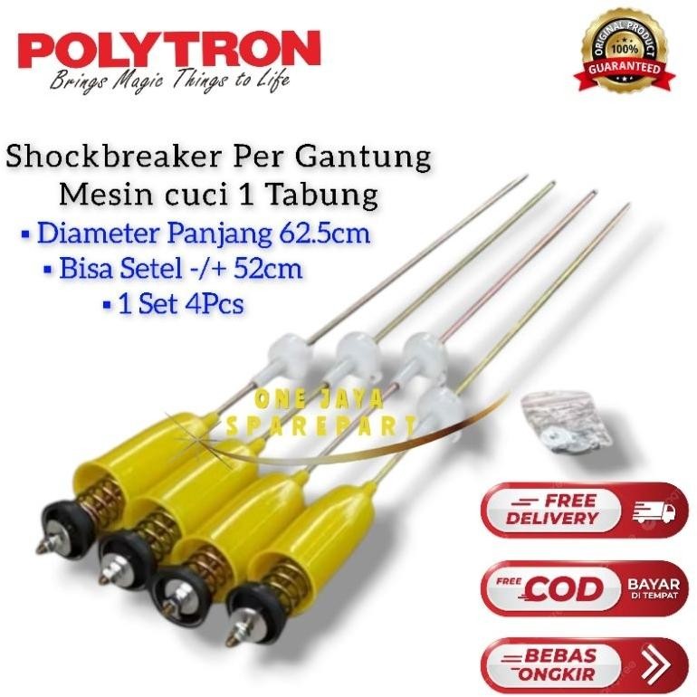 Set 4pcs Polytron Shockbreaker Suspensi Per Gantung Mesin Cuci 1 Tabung