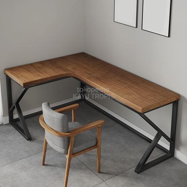 Meja Kantor Kerja Direktur Letter L Uk 60 *130*130*75Cm