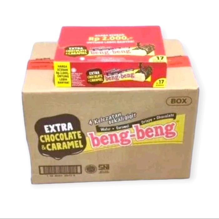 

Bengbeng extra chocolate & caramel 1 Dus isi 8 box [1 box isi 17pcs] Camilan Cokelat Karamel snack