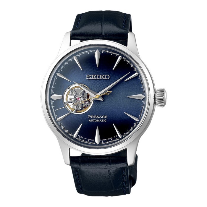 Seiko Presage SSA405J1 Cocktail Blue Moon Open Heart Dial Blue Leather