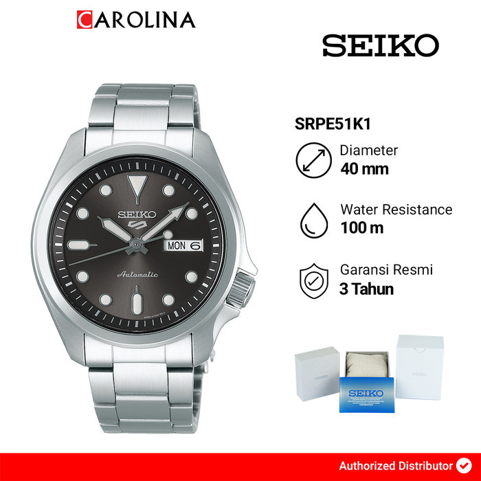 Jam Tangan Pria Seiko 5 Sports SRPE51K1 SKX Sports Style Grey Dial Stainless Steel Strap