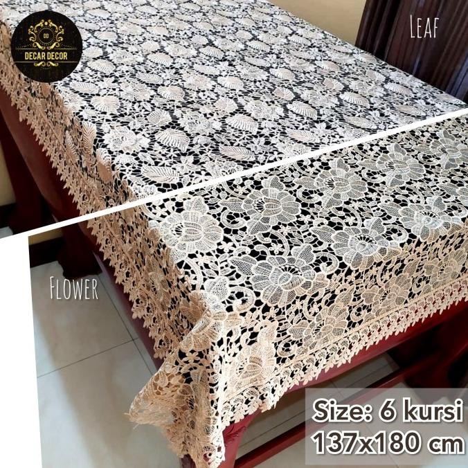 taplak meja makan bordir mewah cantik - taplak shabby 6 kursi