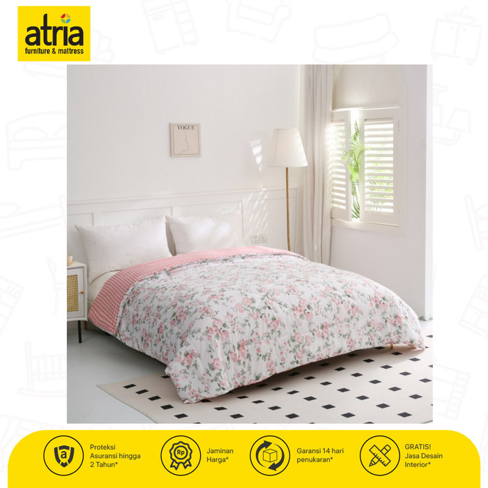Terlaris Bedcover & Sprei Atria Shaby Chic Reversible Pink Floral Microviber SALE