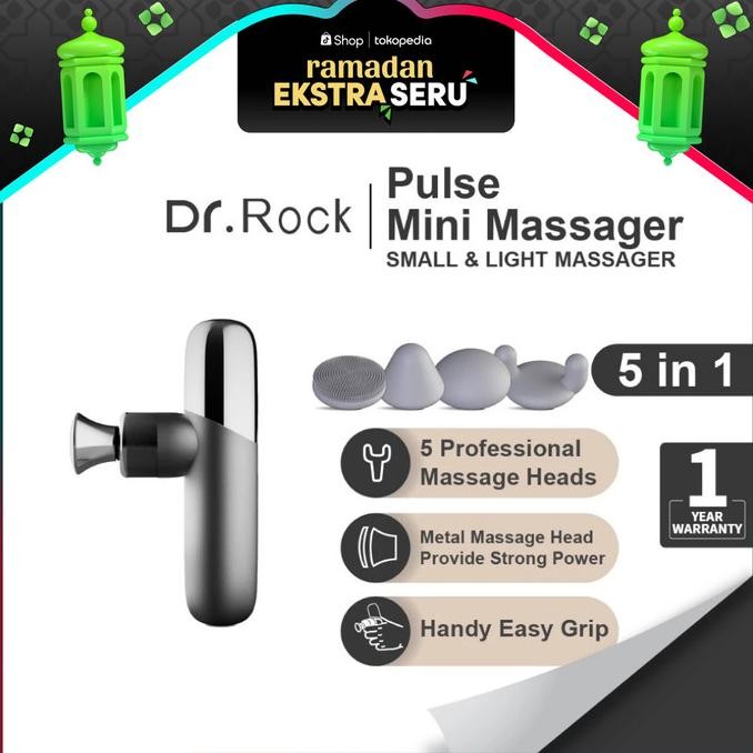 Dr. Rock Pulse Alat Pijat Elektrik Portable Massage Gun - Gray 145x35x66mm, 289g