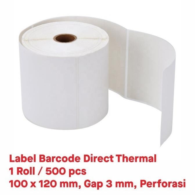 

STIKER LABEL BARCODE DIRECT THERMAL 10X12CM 100X120MM 1 ROLL / 500 PCS