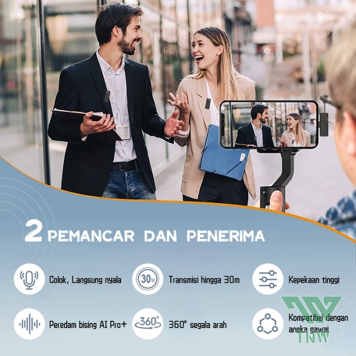 Menarik Tnw-A9 Mikrofon Lavalier Nirkabel Digital Display Lapel Microphone Mic