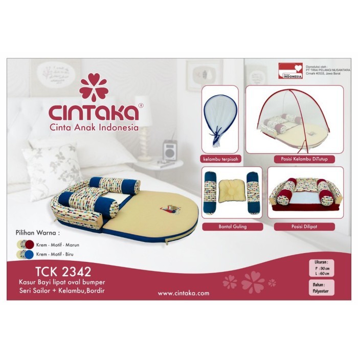 CINTAKA Kasur Bayi Lipat Oval Bumper + Kelambu Sailor Series TCK 2342