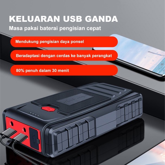 Jumper Aki Mobil Power Bank Booster Aki Pompa Ban Jump Start Portable