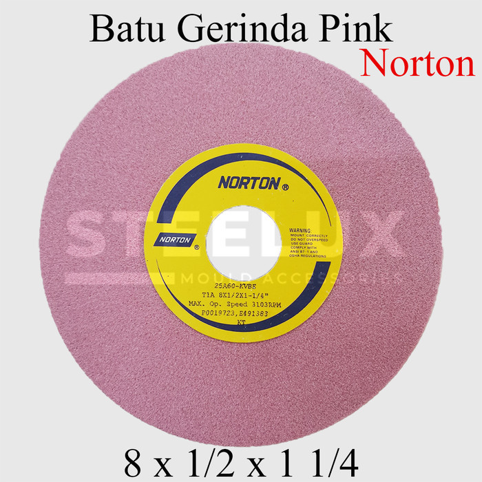 Batu Gerinda Duduk 8 X 1/2 X 1 1/4 #60 #80 #100 Pink Norton 8" Inci In