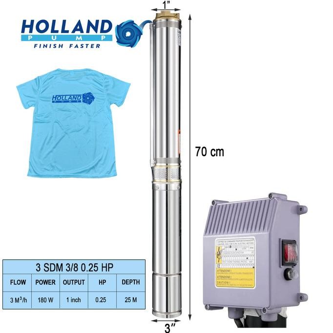 TERMURAH - Summersible Pump HOLLAND 3 inch 0.25 HP PK Pompa Satelit Full Tembaga