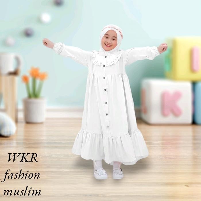 Gamis Anak Kain Cringkle Airflow Adem Nyaman Dan Tidak Nerawang - Muslim, Baju Crinkle Warna Syari