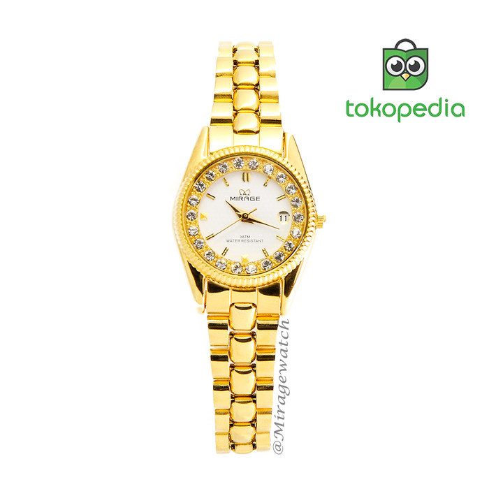 JAM TANGAN WANITA MIRAGE TERLARIS 1580L GOLD PP