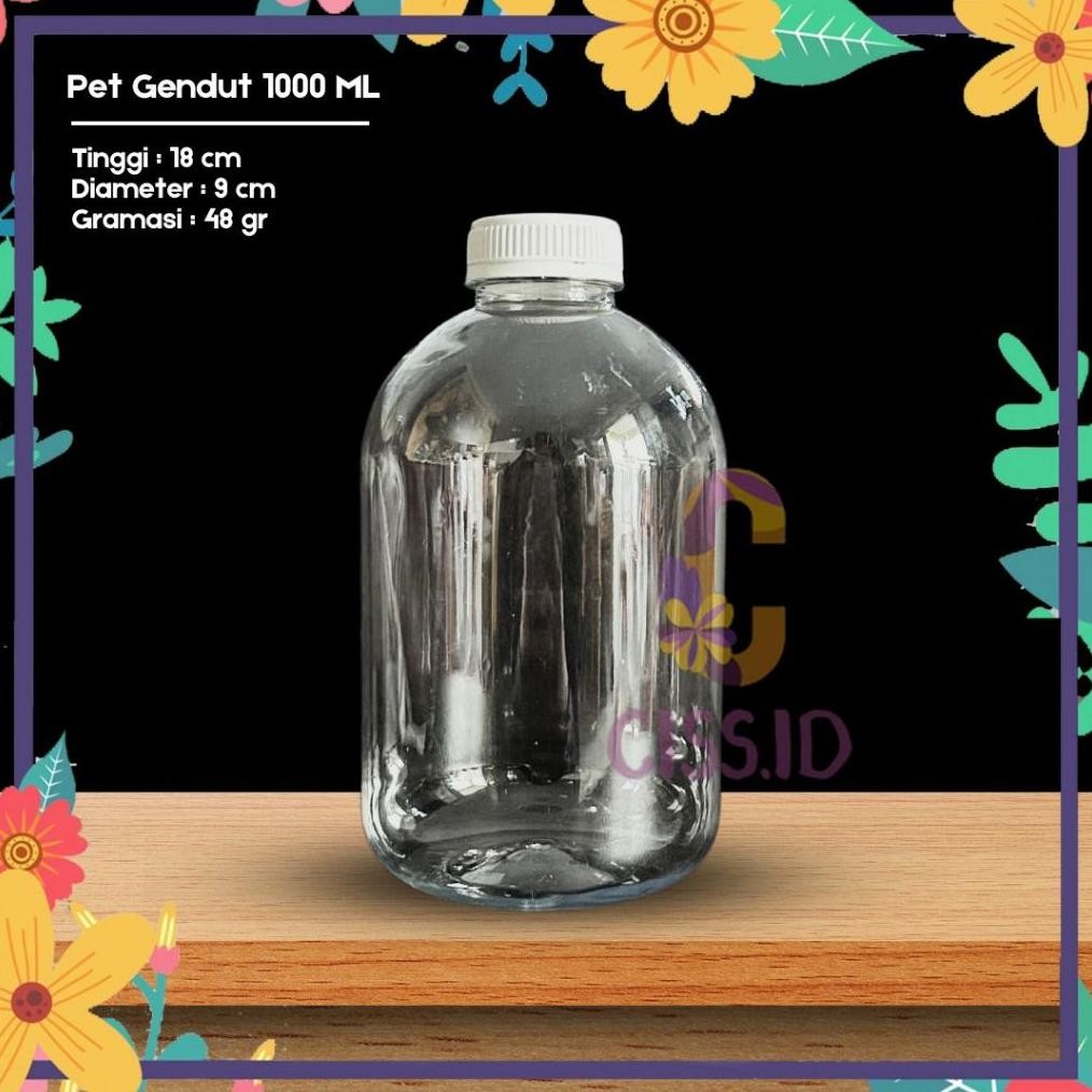 Bisa COD BOTOL PLASTIK GENDUT 1000ML 48GR KEMASAN KOPI JUS MADU JELLY PET FOODGRADE SELITER 1 LITER 