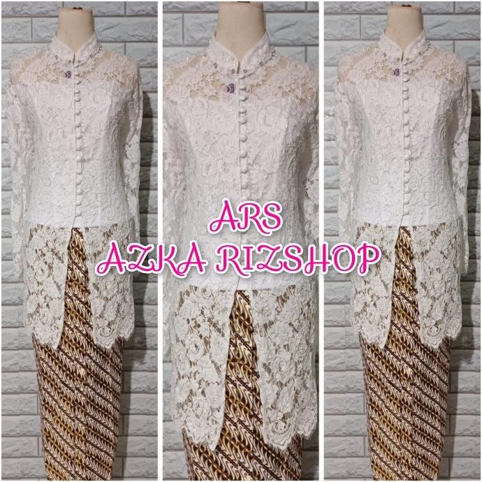 set kebaya akad nikah kebaya brukat putih kebaya brukat tunik premium