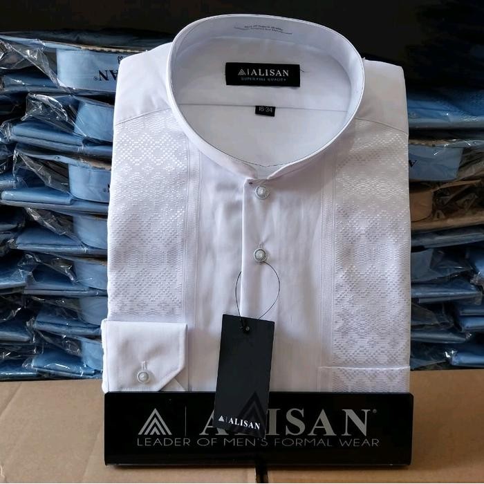 Kemeja Alisan Original Reguler Koko Bordir Putih Lengan Panjang {TerlarisBest Seller}