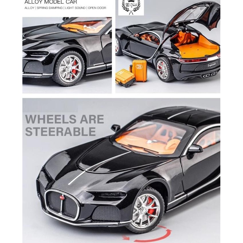 Diecast mobil Bugatti Atlantic skala 1:24 ukuran besar mainan koleksi pajangan vehicle model MS