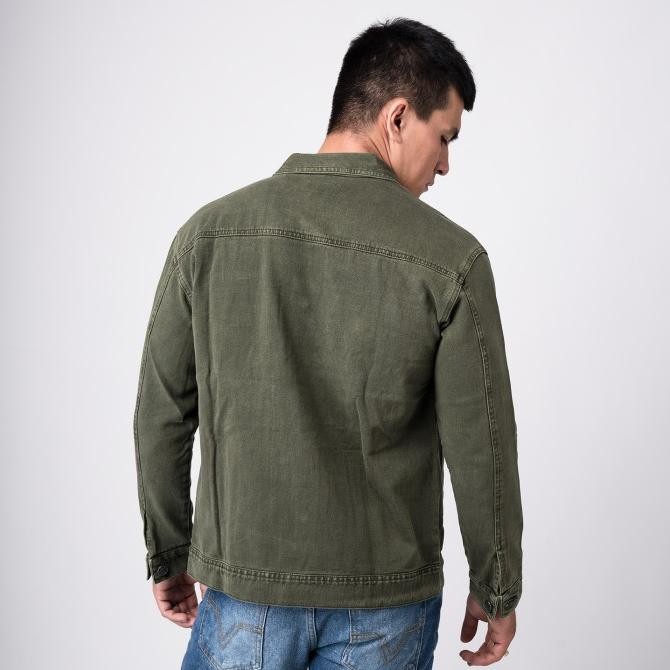 Promo Vengoz Jacket Jeans Pria Slim Fit Premium - Green Army