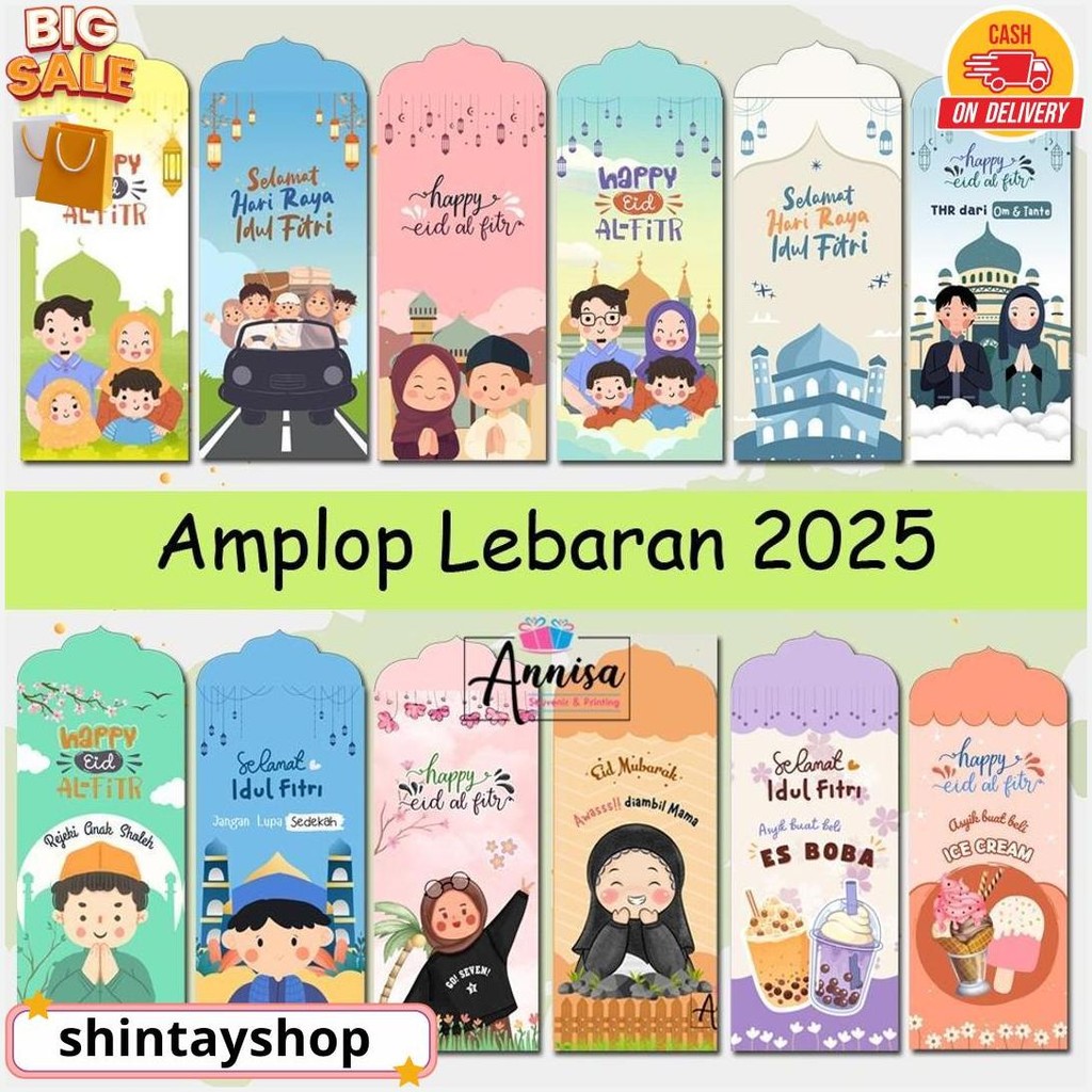 

(10Pcs) Amplop Lebaran 2025 - Amplop Besar Uang Tanpa Lipat - Bahan Artpaper 120 Gram Terlaris