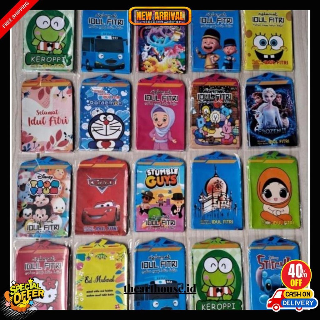 

100 Amplop Lebaran Medium Motif Karakter Kartun Lucu (Sudah Di Lem) Siap Pakai Terlaris