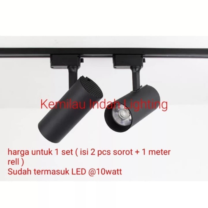 Lampu Sorot 1 Set Isi 2 Led Track Light 10 Watt Spot Light Spotlight