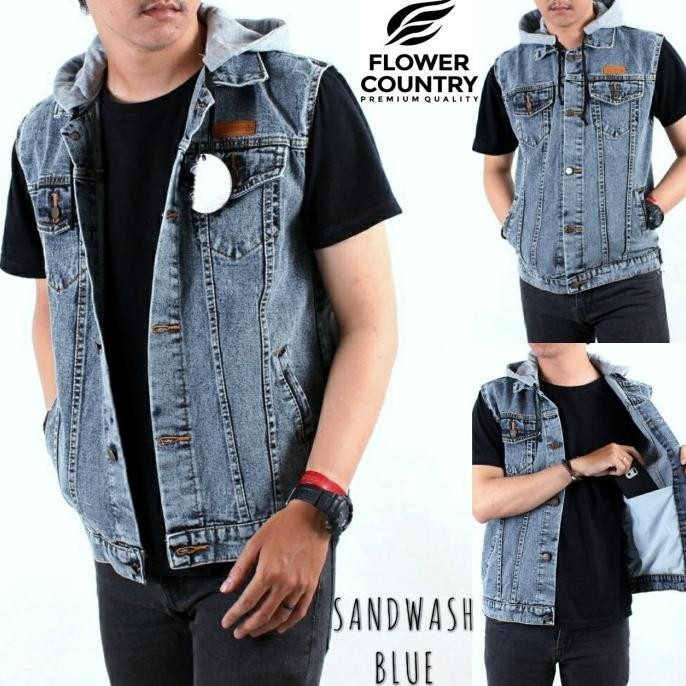 Grosir Rompi Jeans Hoodie Pria Xxxl Termurah Rompi Denim Kupluk Big Size