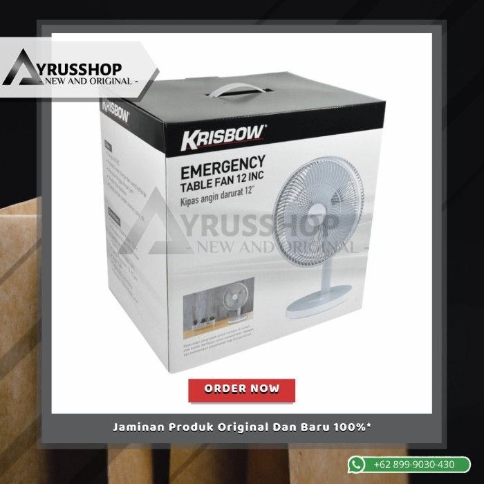 Kipas Angin Darurat/Emergency Table Fan 12in/Charger/Cas/Krisbow