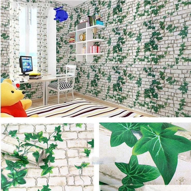Ow42 Wallpaper dinding bata batu alam putih kamar tidur dinding dapur 10 meter real 45cm x 7,8-9m Vi