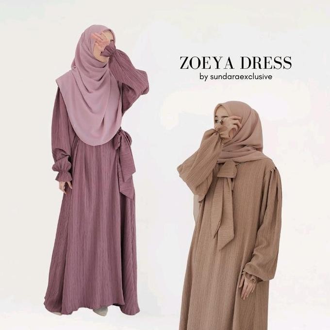 Zoeya Dress By Sundara | Abaya Ladycrush Simple Gamis Remaja Wanita Terbaru