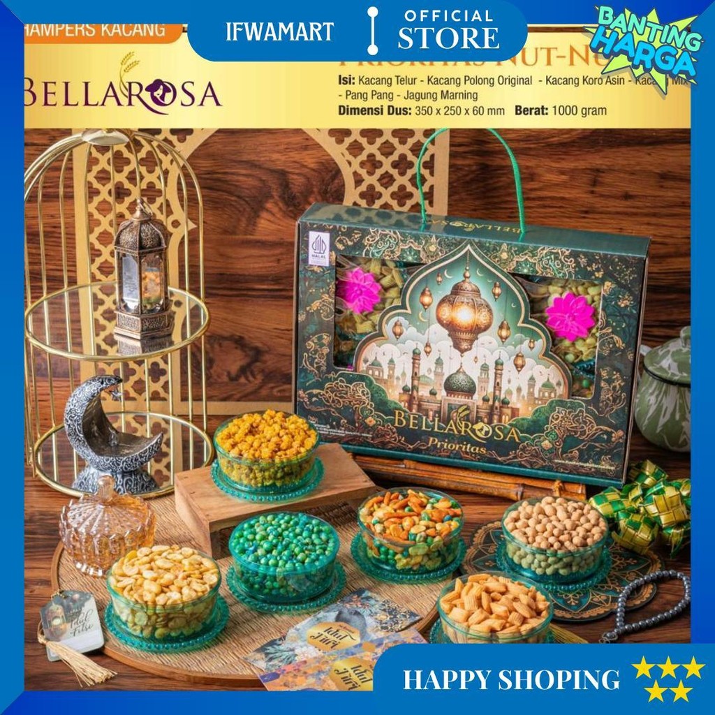

Paket Kue Lebaran Bellarosa Paket Platinum ( Berat 1Kilo ) / Paket Kue Kering D Cod