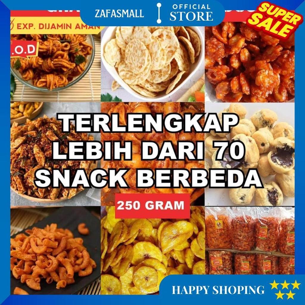 

Snack Terlengkap Pedas Manis Asin Gurih 250 Gram Makanan Ringan Cemilan Camilan Jajanan Kiloan Murah D Cod
