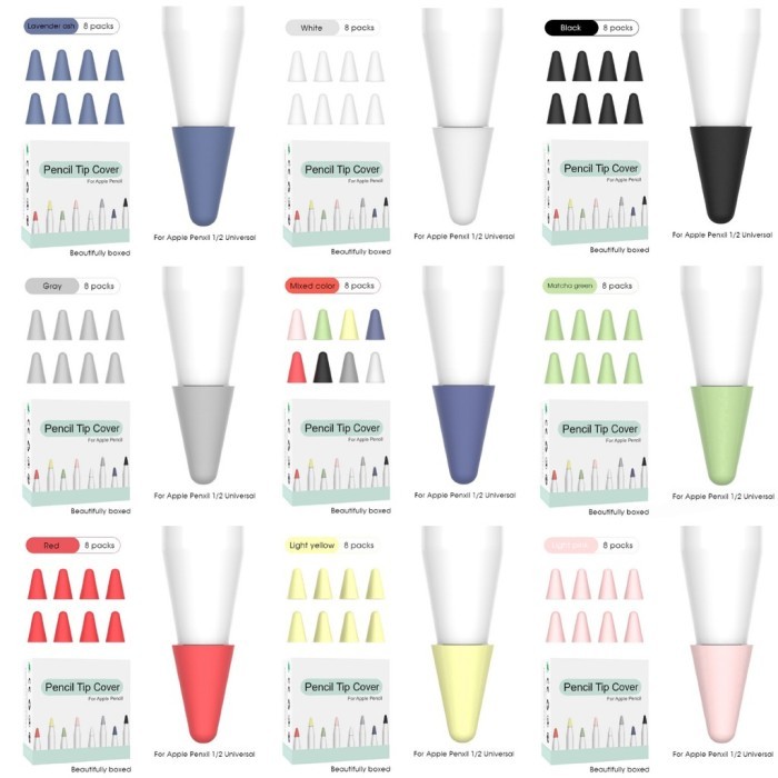 

[8PCS] case silicon pelindung ujung tip nib apple pencil 1 2 tip cover