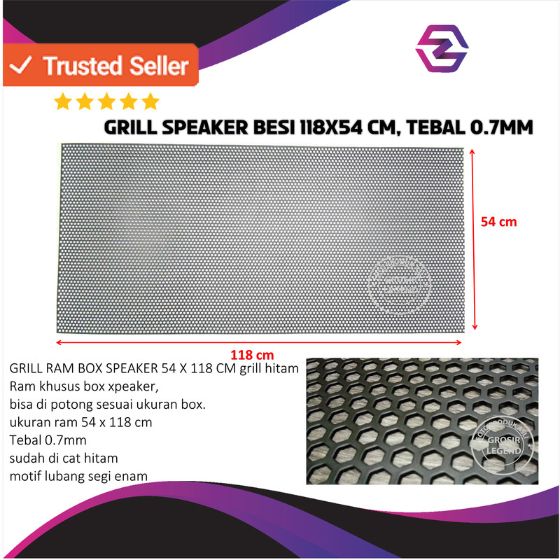 Grill Ram Box Speaker 54 X 118 Cm Grill Hitam Tebal 0.7mm