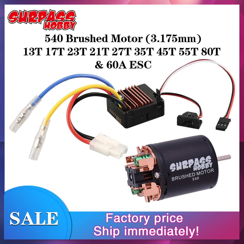 WEASH New Arrival SURPASS HOBBY 540 Brushed Motor 13T 17T 21T 23T 27T 35T 45T 55T 80T with 60A ESC f
