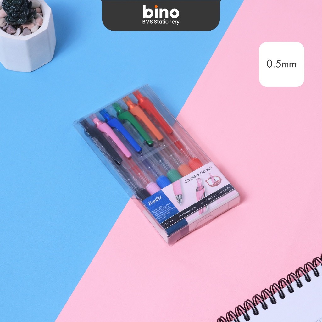 

[BMS Tangerang] Bantex Color Gel Pen 0.5 mm / Pulpen Pena Satu Set 6 Warna BG1114